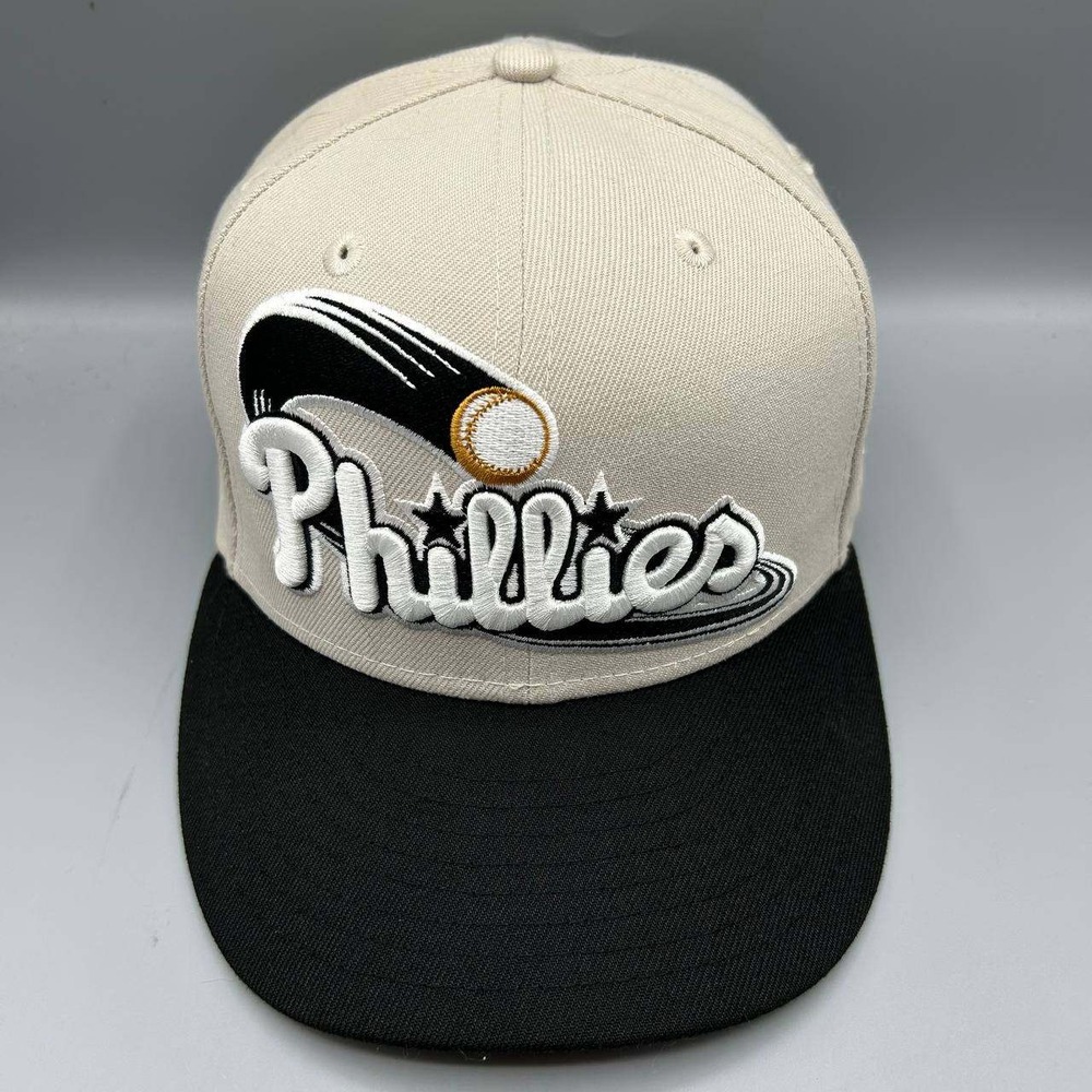 Philadelphia Phillies MLB Hat Men 7 3/8 White Black 59Fifty New Era Fitted Cap